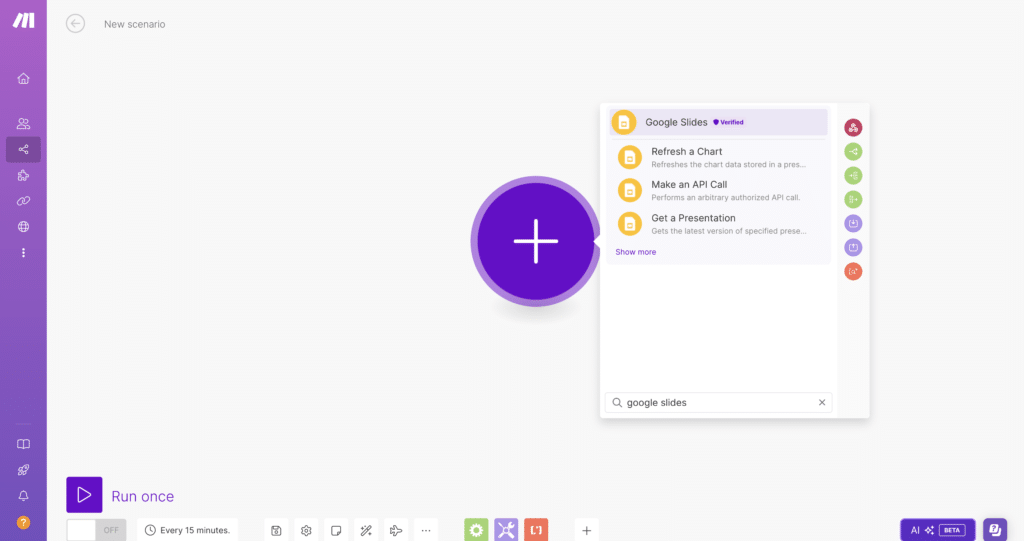 connecter make à google slides
