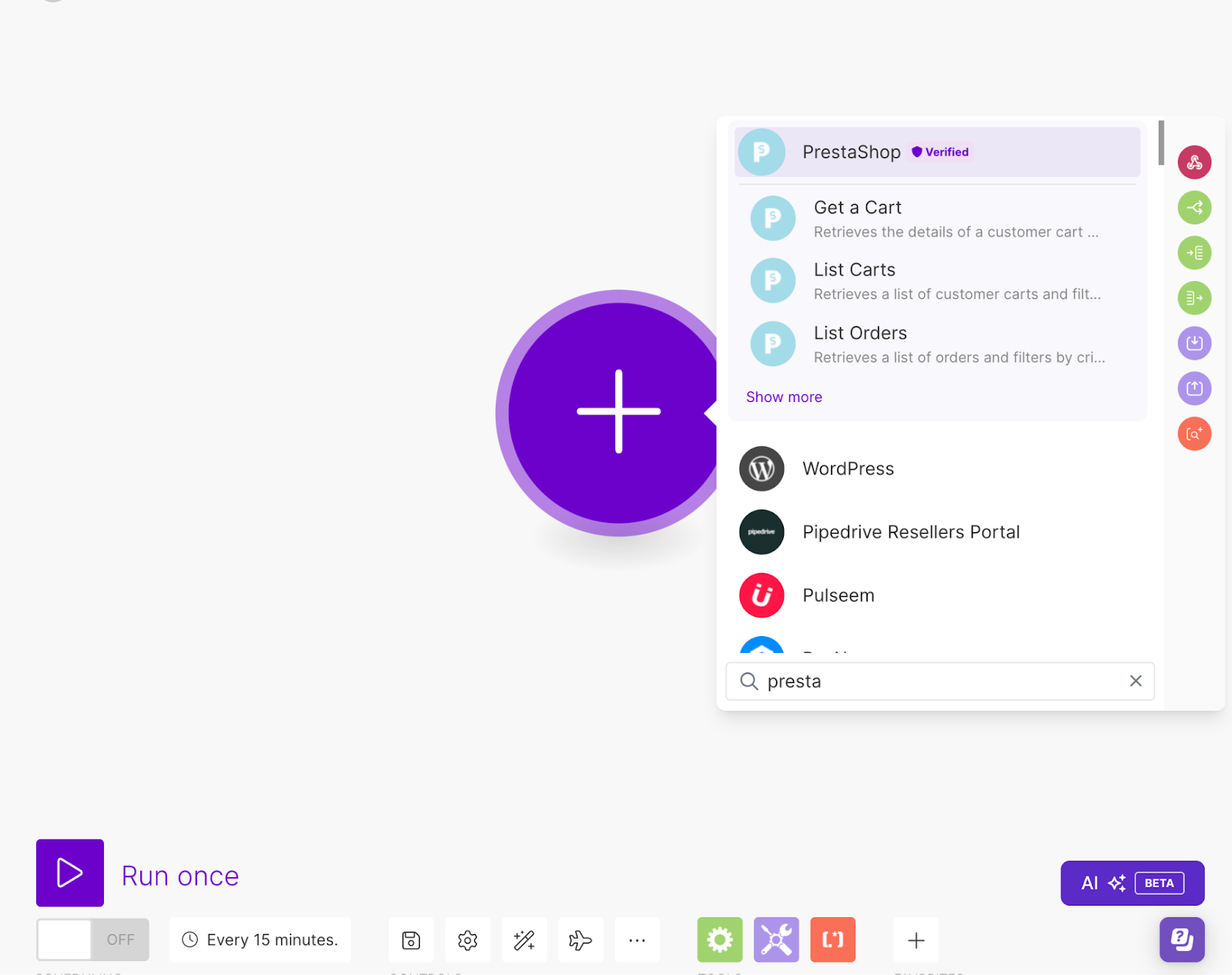 Automatiser Prestashop avec Make : connection